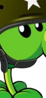 Cute green character with helmet wallpaper.