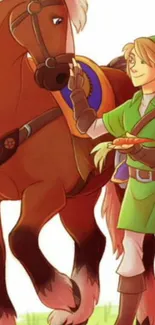 Animated hero with horse in vibrant fantasy setting.