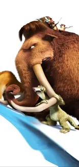 Ice Age animated characters on playful adventure.