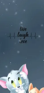 Animated wallpaper with starry sky and quote.