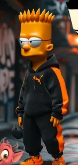 Cartoon character in urban street art style