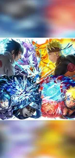 Anime characters in an epic battle with vibrant colors and intense action.