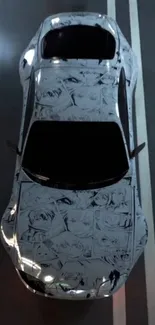 Sports car with anime art design on its body.