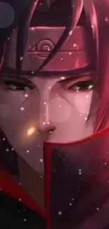 Anime character with red tones and detailed design.