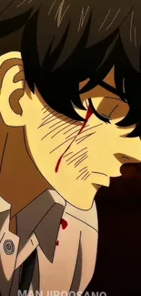 Close-up of an anime character with expressive details.