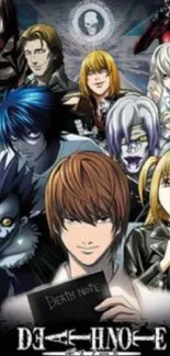 Death Note anime wallpaper with dynamic character collage.