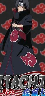 Anime character with black and red theme wallpaper.