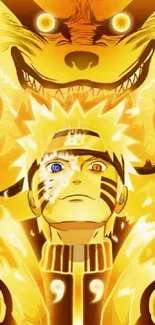 Legendary anime character with golden fiery aura.