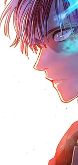 Anime character with fiery profile and vibrant colors.