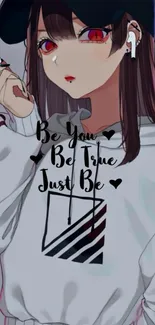 Anime girl in hoodie with motivational text.