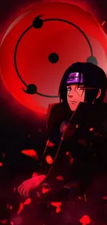 Anime character with red glowing background in dynamic scene.