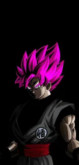 Anime character with vivid pink hair on a black background.