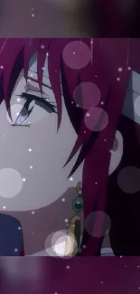 Anime character with red hair and glowing elements.