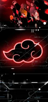 Dark anime wallpaper with red cloud design.