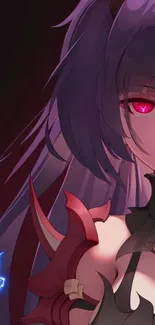 Anime character with red eyes and dark mystic design.