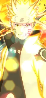 Energetic anime warrior with vibrant yellow theme.