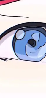 Close-up illustration of a blue anime eye in vibrant hues.