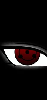 Anime eye wallpaper featuring a vivid red eye on a black background.