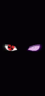 Anime wallpaper with mysterious eyes on a dark background.