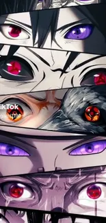 Close-up of dynamic anime character eyes wallpaper.