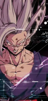 Anime fighter with electric aura and vibrant colors in dynamic style.