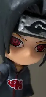 Anime character with red eyes in dramatic close-up.