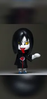 Anime figure with dark background, quirky style.