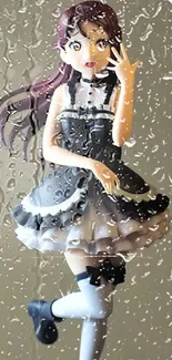 Anime figure in gothic style with a gray background.