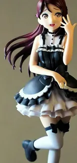 Charming anime figurine in a maid outfit on a beige background.