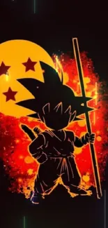 Anime warrior silhouette with galactic background.