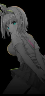 Anime girl with a dark aesthetic on a mobile wallpaper, featuring vivid colors.