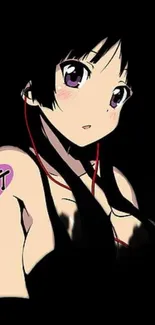 Anime girl with black and red design wallpaper.