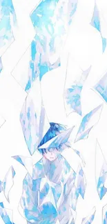 Anime-inspired wallpaper featuring ice shards in cool blue tones.