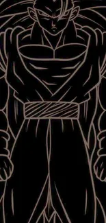 Silhouette of a muscular anime hero on a dark background wallpaper.