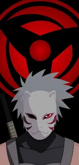 Anime masked warrior with red symbol wallpaper.