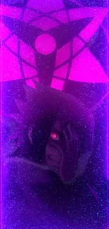 Neon anime character with purple glow and abstract background.