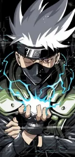 Anime ninja character with electric energy aura.