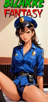 Anime police woman in blue uniform wallpaper.