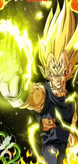 Anime Super Saiyan with yellow energy aura.