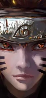 Vivid anime warrior character portrait with detailed artwork.