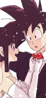 Anime wedding couple in vibrant illustration.