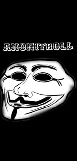 Anonymous mask on black background, sleek smartphone wallpaper.