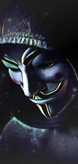 Dark wallpaper featuring iconic Anonymous mask.