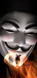 Anonymous mask on dark background, mysterious aesthetic.