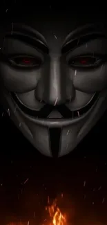 Anonymous mask with fiery base wallpaper