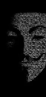 Anonymous-themed text art wallpaper featuring dark, mysterious design.