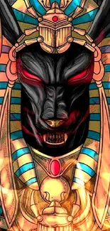 Dark Anubis Pharaoh art wallpaper with vibrant colors.