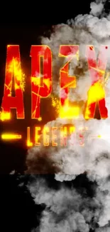 Apex Legends fiery text with smoke effect on black background.