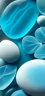 Abstract aqua blue stones mobile wallpaper design.