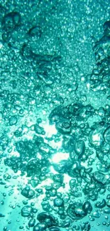 Turquoise bubbles creating a serene underwater effect.